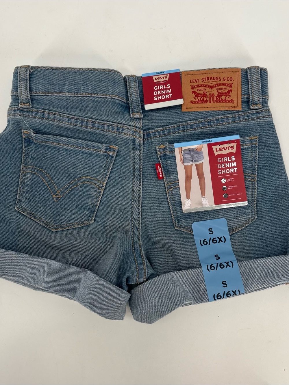 Levi's Girls Light Blue Denim Cuffed Shorts